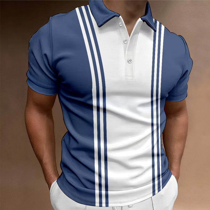 Casual 3 Button Printing Lapel Casual Men's T-shirt - VEX CLUB HOUSE