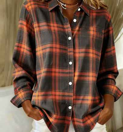 Womens Floral-Print Casual Loose-Fit Long-Sleeve Shirt - VEX CLUB HOUSE