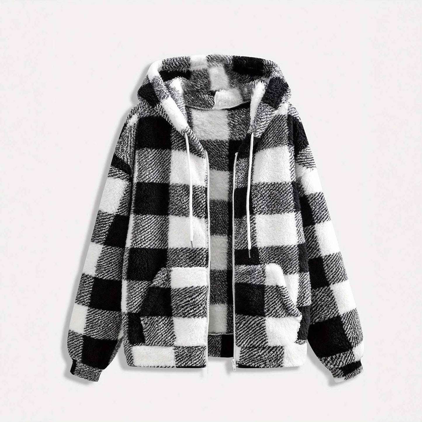 Fashionable Casual Zip-up Plush Hoodie With Long Sleeves - VEX CLUB HOUSE