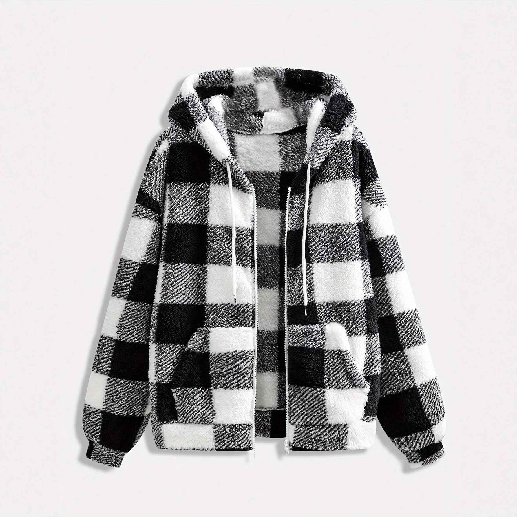 Fashionable Casual Zip-up Plush Hoodie With Long Sleeves - VEX CLUB HOUSE