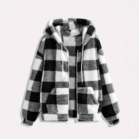 Fashionable Casual Zip-up Plush Hoodie With Long Sleeves - VEX CLUB HOUSE