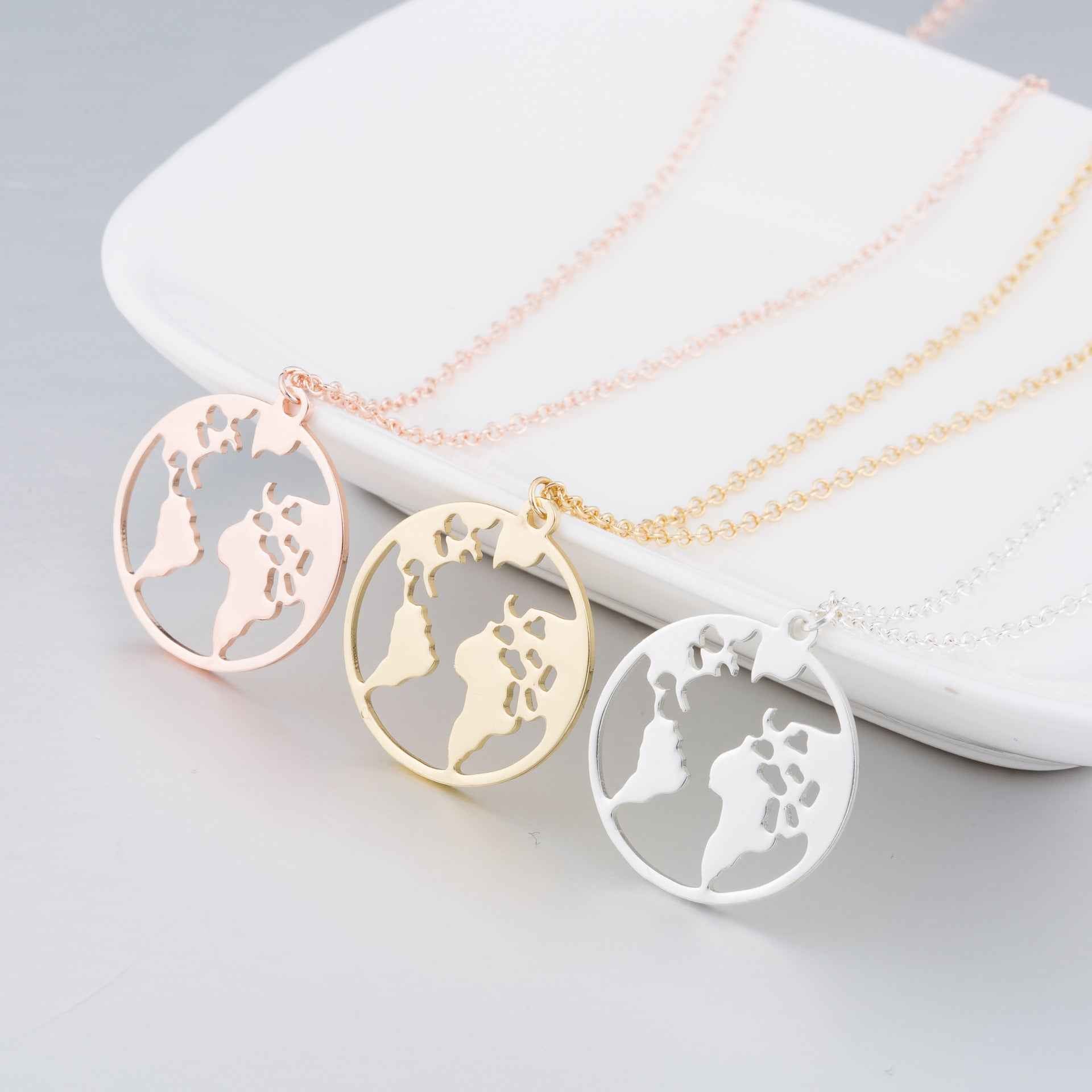 Vintage Origami World Map Necklace Women Geometric Necklace - VEX CLUB HOUSE