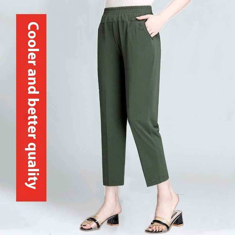 Summer Ice Silk Thin Casual Straight-leg Cropped Pants - VEX CLUB HOUSE