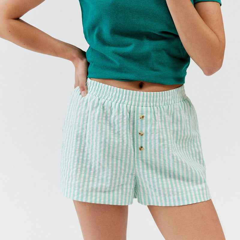 Striped Plaid Leisure Commute Shorts For Women - VEX CLUB HOUSE