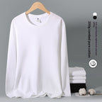 White Long Sleeve T Shirt Solid Color Cotton Base Layer - VEX CLUB HOUSE