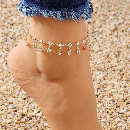 Butterfly Tassel Anklet Colorful Oil Necklace Flowers Leaves - VEX CLUB HOUSE