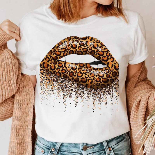 Fashion Printing Creative Color Lip Print Short Sleeve - VEX CLUB HOUSE