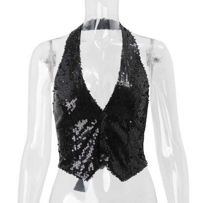 Womens Stylish Sexy Backless Button-up Top - VEX CLUB HOUSE