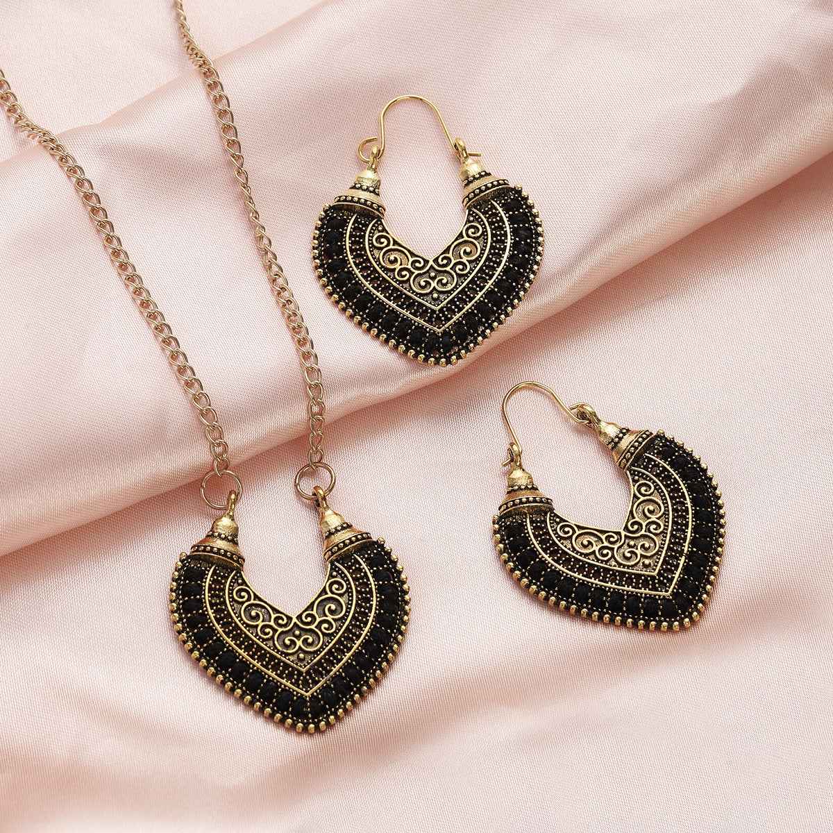 Colored Rope Winding Earrings Necklace Two-piece Set - VEX CLUB HOUSE