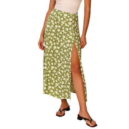 European And American Leopard Print Long Skirt High Waist Slit Hip Skirt - VEX CLUB HOUSE