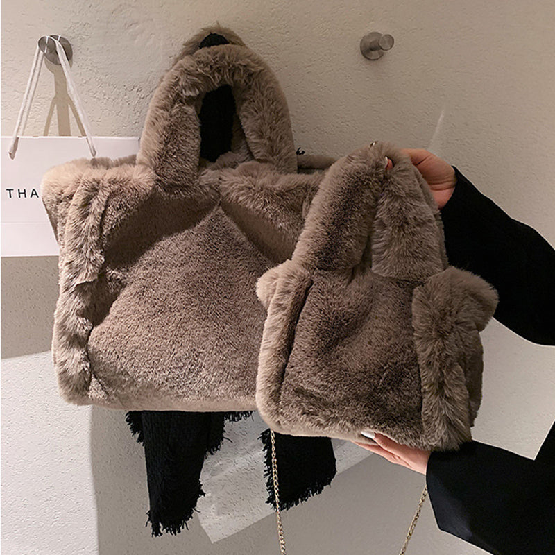 Winter Bags Chain Plush Handbag Totes Women Shoulder Bag - VEX CLUB HOUSE