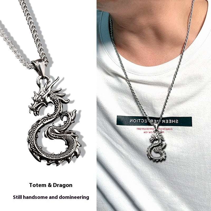 Fashion Jewelry Dragon Sword Pendant Necklace Paved Black Color Jewelry For Men Boy Christmas Gifts V E X C L U B H O U S E