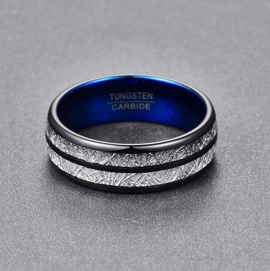Wedding Band 8mm Width Men Women Rings Accessories Black Blue Tungsten Carbide Rings Couple Anillos Fashion Jewelry - VEX CLUB HOUSE