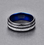 Wedding Band 8mm Width Men Women Rings Accessories Black Blue Tungsten Carbide Rings Couple Anillos Fashion Jewelry - VEX CLUB HOUSE