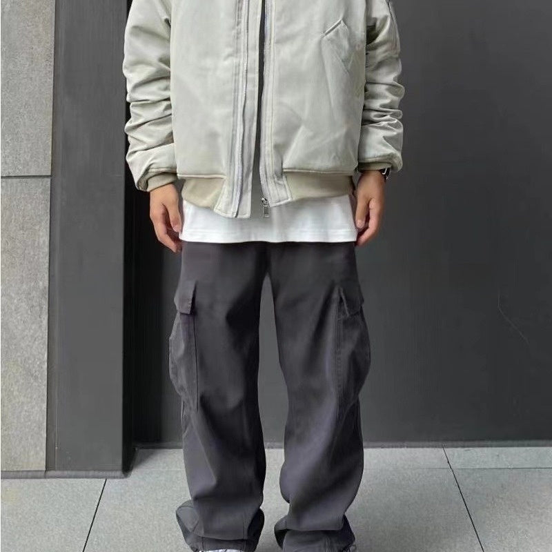 Loose Fitting Casual Straight Leg Cargo Pants With Multiple Pockets And A Drawstring Waist - VEX CLUB HOUSE