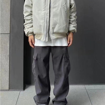 Loose Fitting Casual Straight Leg Cargo Pants With Multiple Pockets And A Drawstring Waist - VEX CLUB HOUSE