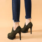 Women's Platform Round Toe Versatile Stiletto Shoes - VEX CLUB HOUSE