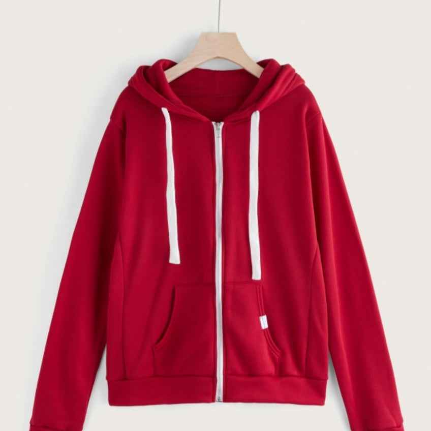 Womens Casual Sporty Cardigan With Zipper Hooded Sweatshirt - VEX CLUB HOUSE