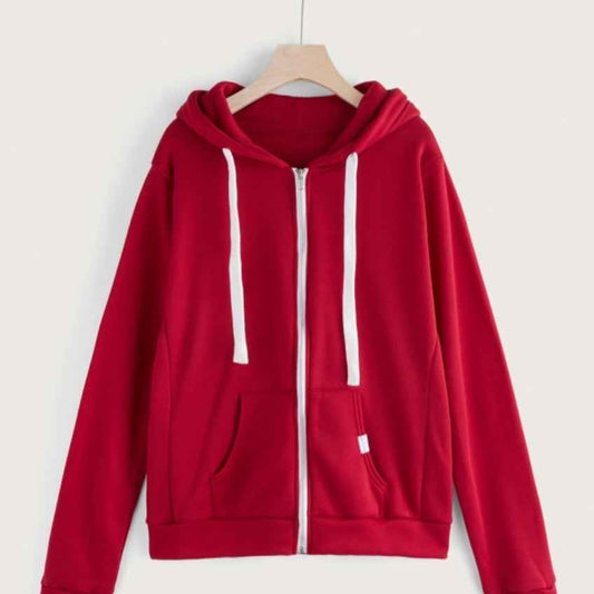 Womens Casual Sporty Cardigan With Zipper Hooded Sweatshirt - VEX CLUB HOUSE