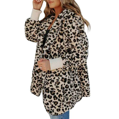 Women's Fashion Slim Leopard Print Hooded Coat - VEX CLUB HOUSE