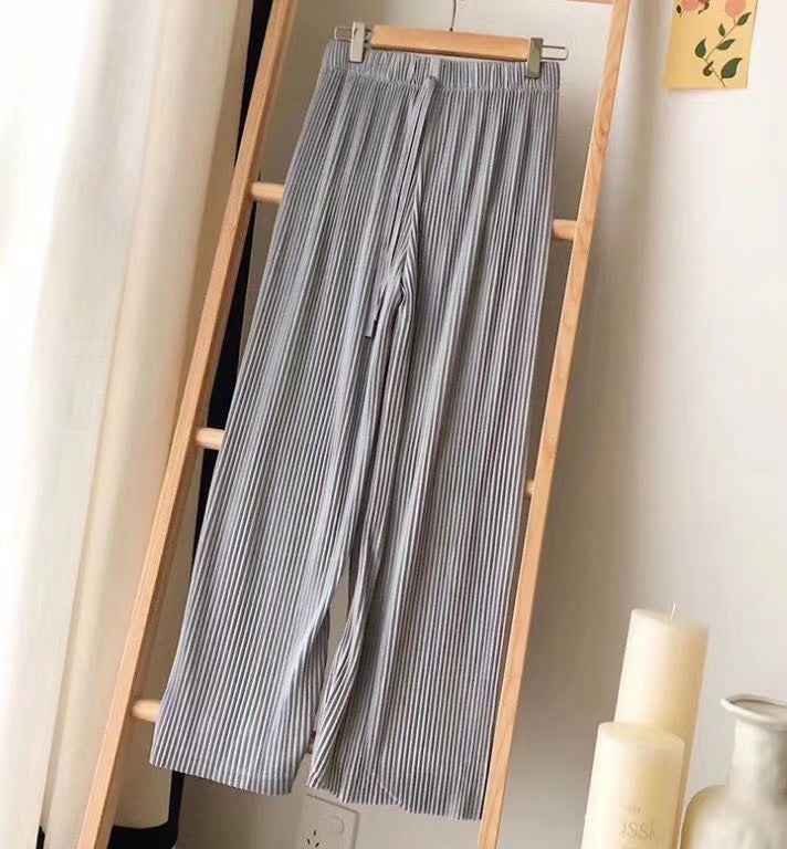 Drape Loose And Versatile High-waist Elastic Thin Straight-leg Pants Cropped Trousers - VEX CLUB HOUSE