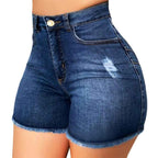 Stretch Slim Fit Ripped Tassel Denim Shorts For Women - VEX CLUB HOUSE