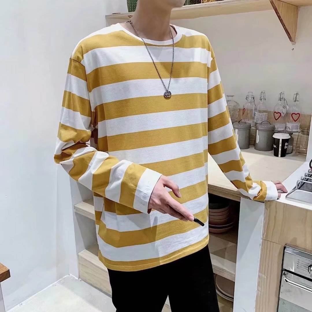 Autumn Striped T-shirt Loose Bottoming Round Neck Casual - VEX CLUB HOUSE
