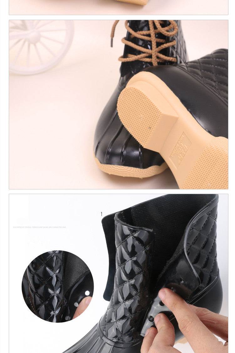 Jelly Non-slip Fashion Lace-up Rain Boots - VEX CLUB HOUSE