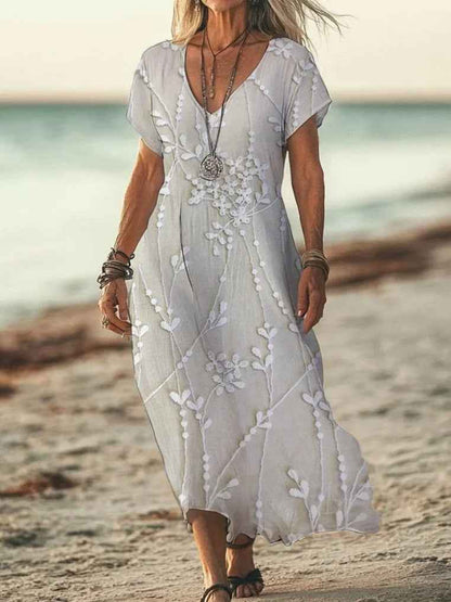 Womens Floral V-Neck Short-Sleeve Dress - VEX CLUB HOUSE