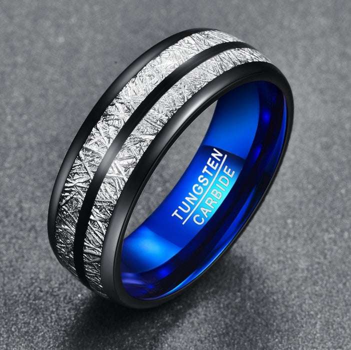 Wedding Band 8mm Width Men Women Rings Accessories Black Blue Tungsten Carbide Rings Couple Anillos Fashion Jewelry - VEX CLUB HOUSE