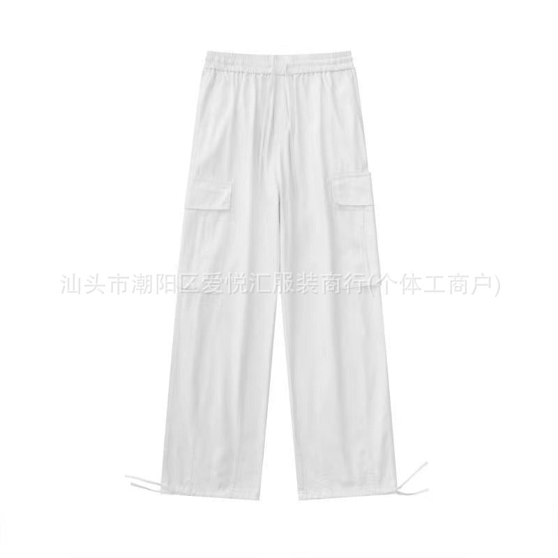Loose Fitting Casual Straight Leg Cargo Pants With Multiple Pockets And A Drawstring Waist - VEX CLUB HOUSE