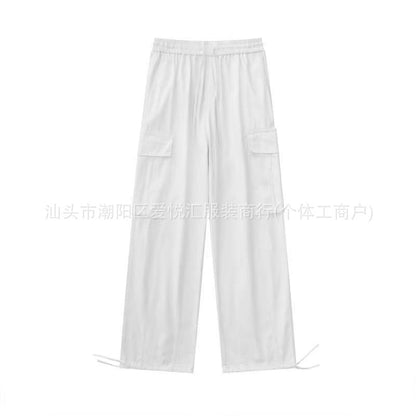 Loose Fitting Casual Straight Leg Cargo Pants With Multiple Pockets And A Drawstring Waist - VEX CLUB HOUSE