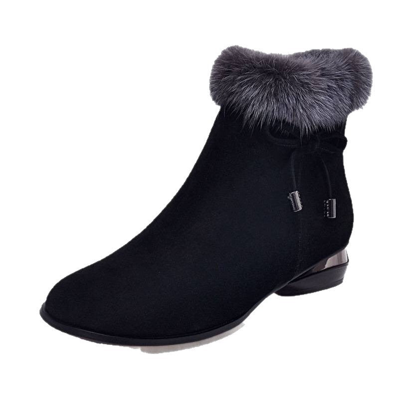 New Fleece Lined Round Toe Short Boots For Women - VEX CLUB HOUSE