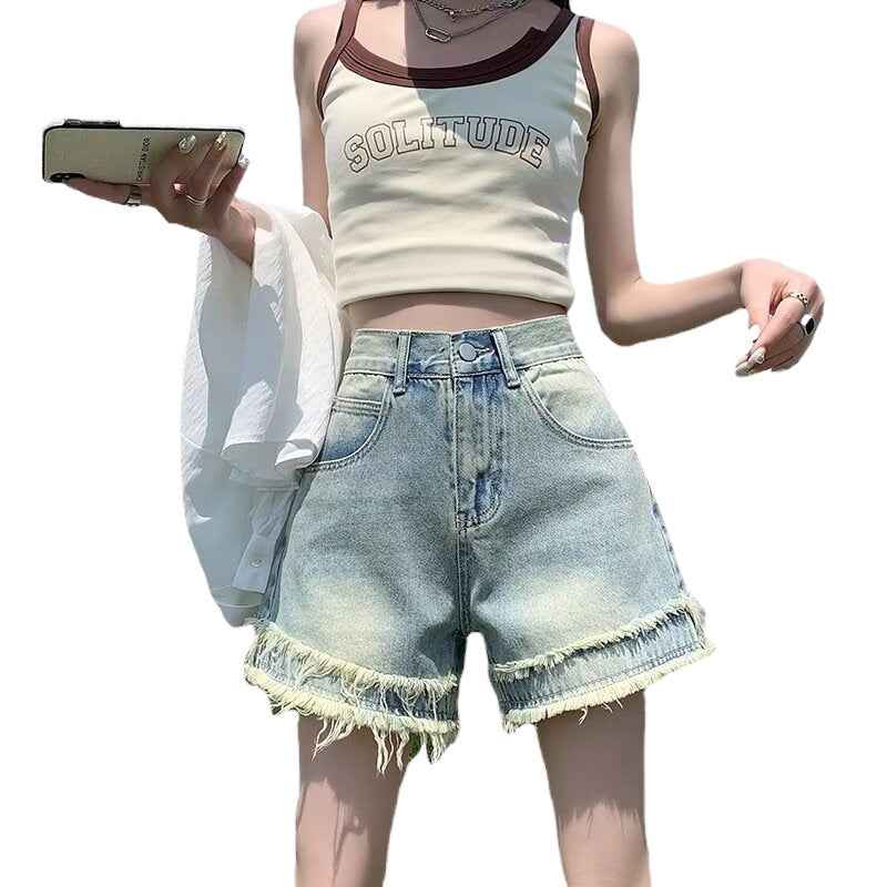 Raw-edge Denim Shorts For Women New Summer Style With A High Waist - VEX CLUB HOUSE