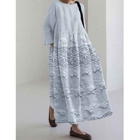 Womens 3D-printed Fashion Plus-size Loose Casual Long-sleeve Dress - VEX CLUB HOUSE