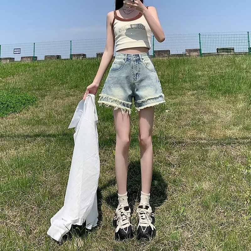 Raw-edge Denim Shorts For Women New Summer Style With A High Waist - VEX CLUB HOUSE