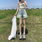 Raw-edge Denim Shorts For Women New Summer Style With A High Waist - VEX CLUB HOUSE