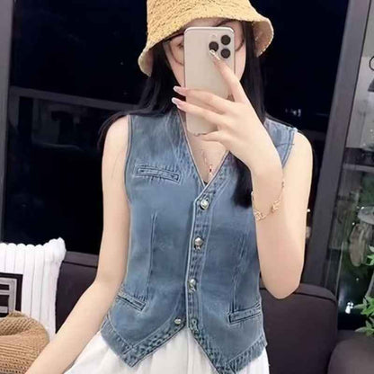New Washed Denim Mini Vesttrendy And Stylish - VEX CLUB HOUSE