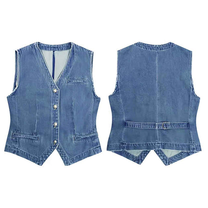 New Washed Denim Mini Vesttrendy And Stylish - VEX CLUB HOUSE