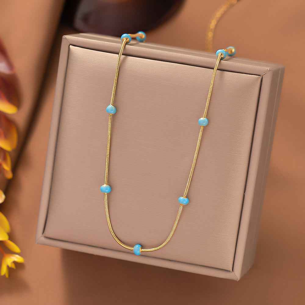 Titanium Steel Ball Drop Glaze Necklace For Women With A Colorless And Advanced Sense, Simple And Versatile Collar Chain Accessories - VEX CLUB HOUSE