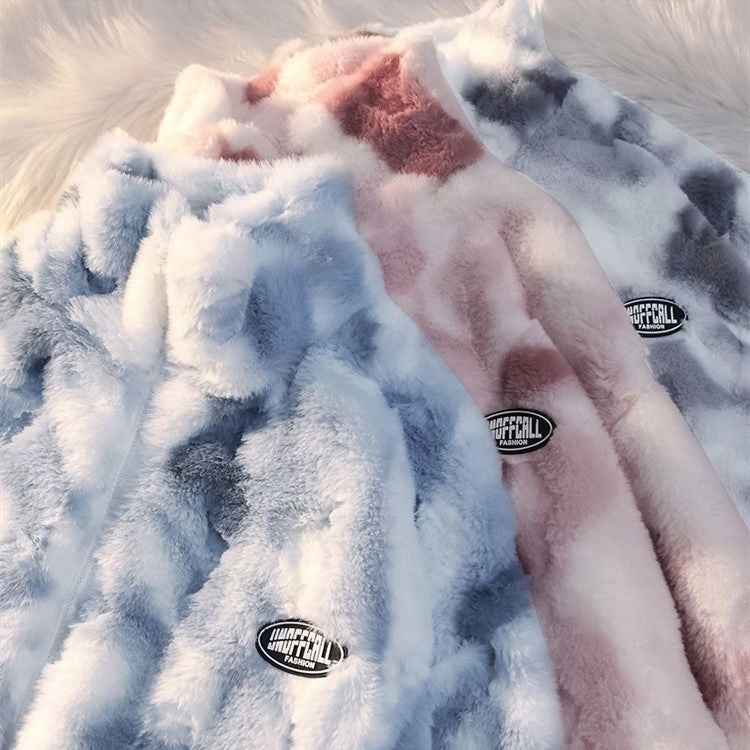 Tie-dyed Lamb Wool Coat High-quality Thick And Loose - VEX CLUB HOUSE