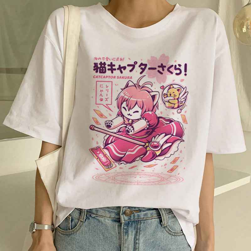 Cat Pocket Print Men And Women Couple Short Sleeve - VEX CLUB HOUSE
