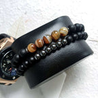 Mcllroy 2pc Natural stone Bracelet Beaded Black Mantra Prayer Beads Buddha Bracelet for Women and Mens men jewelry viking bijoux V E X C L U B H O U S E