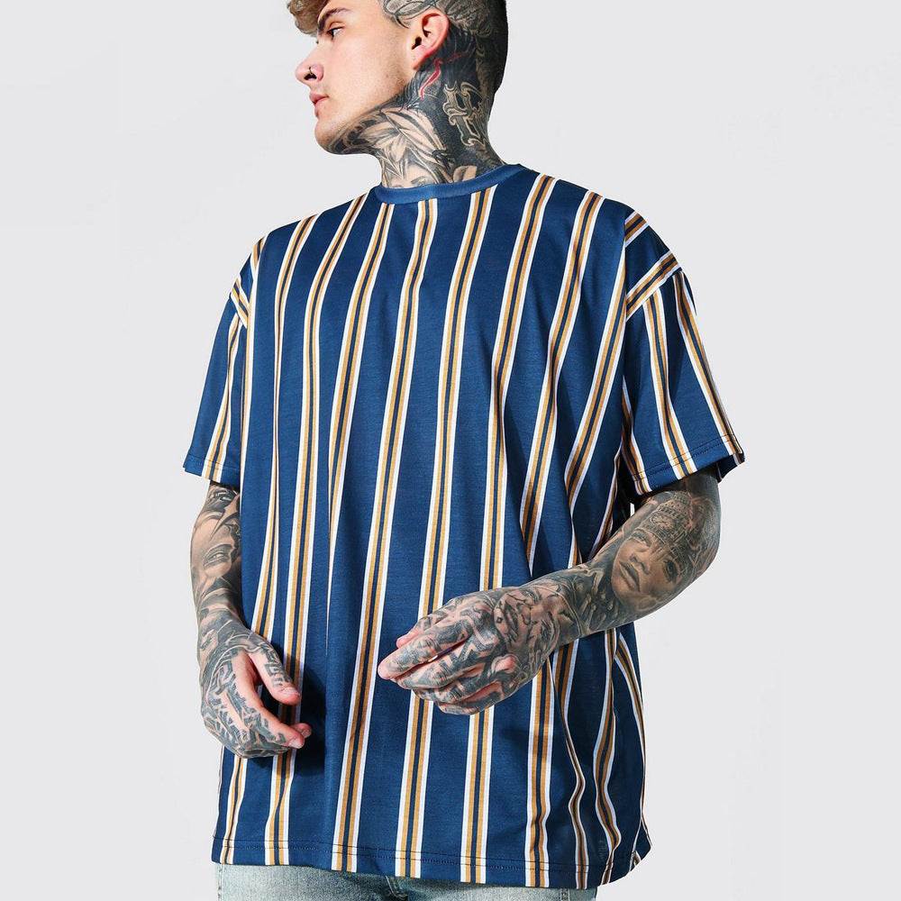 Short-sleeved 3D Printed T-shirt With Simple Stripes - VEX CLUB HOUSE
