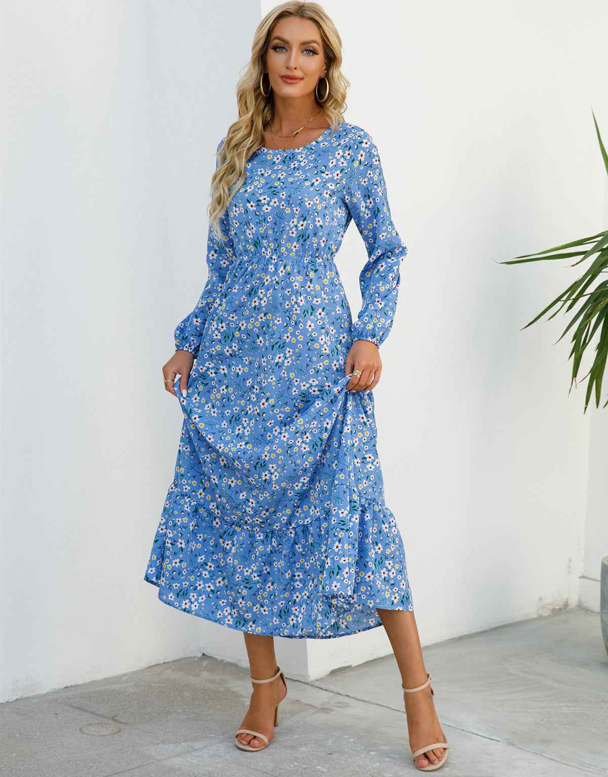 Womens Versatile Round-neck Floral Chiffon Dress - VEX CLUB HOUSE