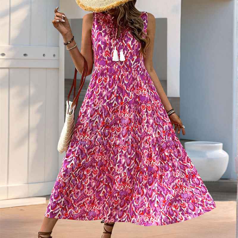 Long Abstract-print Dress For Your Vacation - VEX CLUB HOUSE