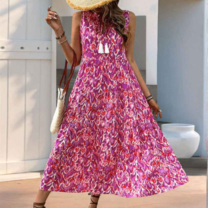 Long Abstract-print Dress For Your Vacation - VEX CLUB HOUSE