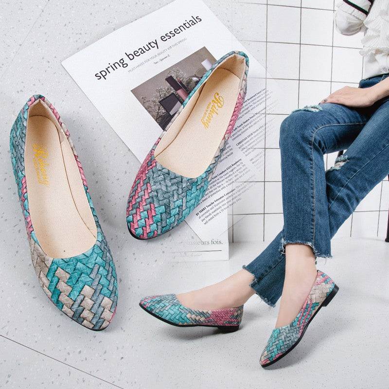 Light Color Shallow Mouth Pointed Flat Pumps Slip-on Gommino - VEX CLUB HOUSE