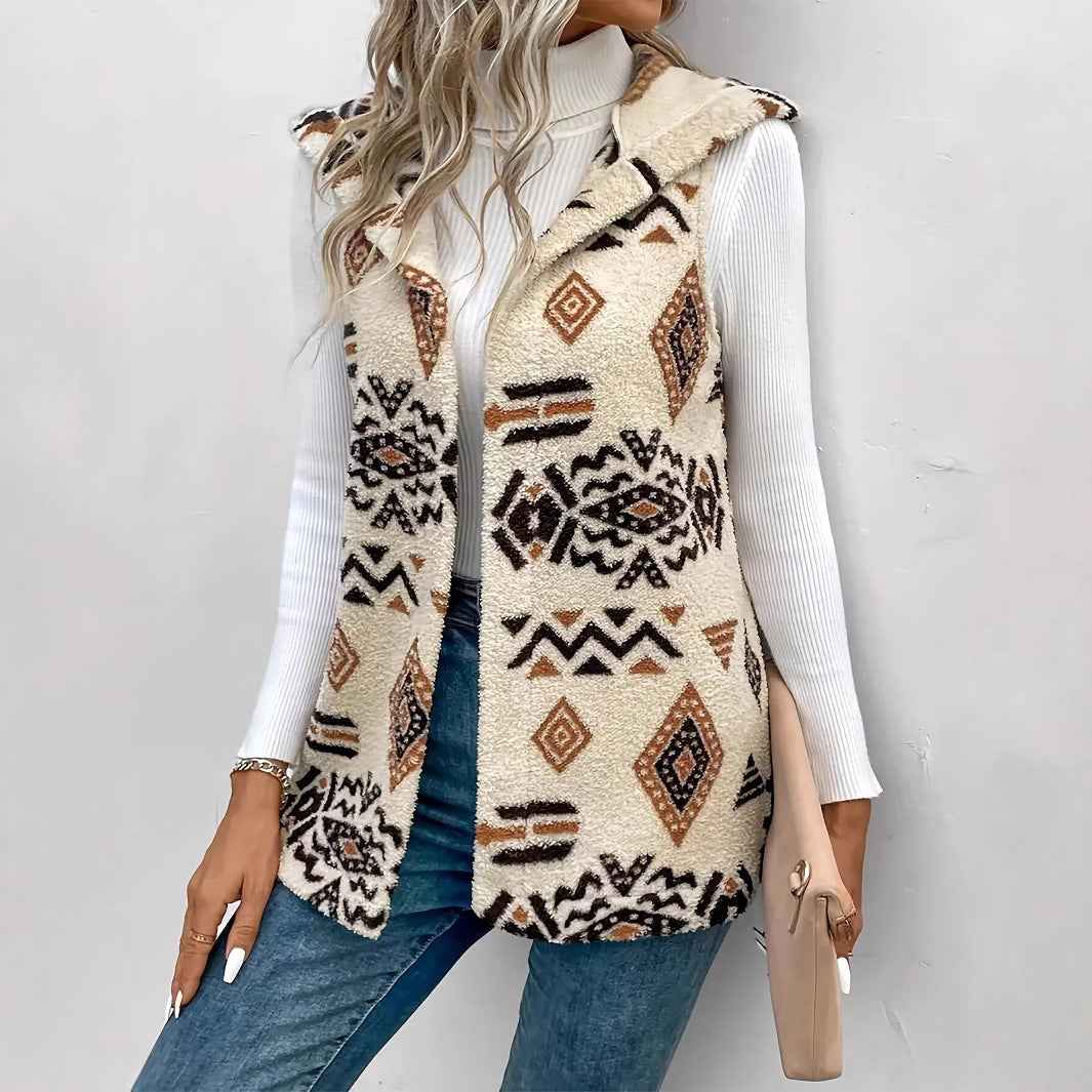 Women's Double-sided Printed Hooded Vest - VEX CLUB HOUSE