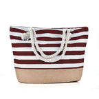 Striped Beach Bag Casual Large Capacity Women Shoulder Bags - VEX CLUB HOUSE